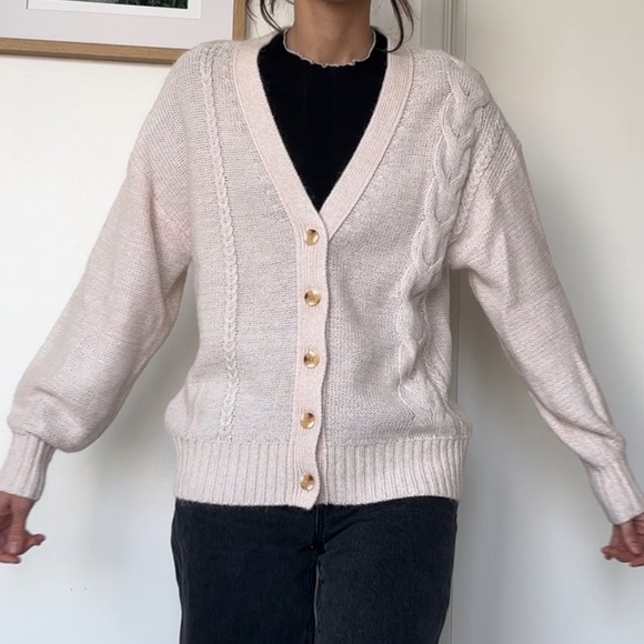 NWT STAUD Blake Mohair Cable Knit Cardigan Sweater - M - Ivory - Picture 2 of 10